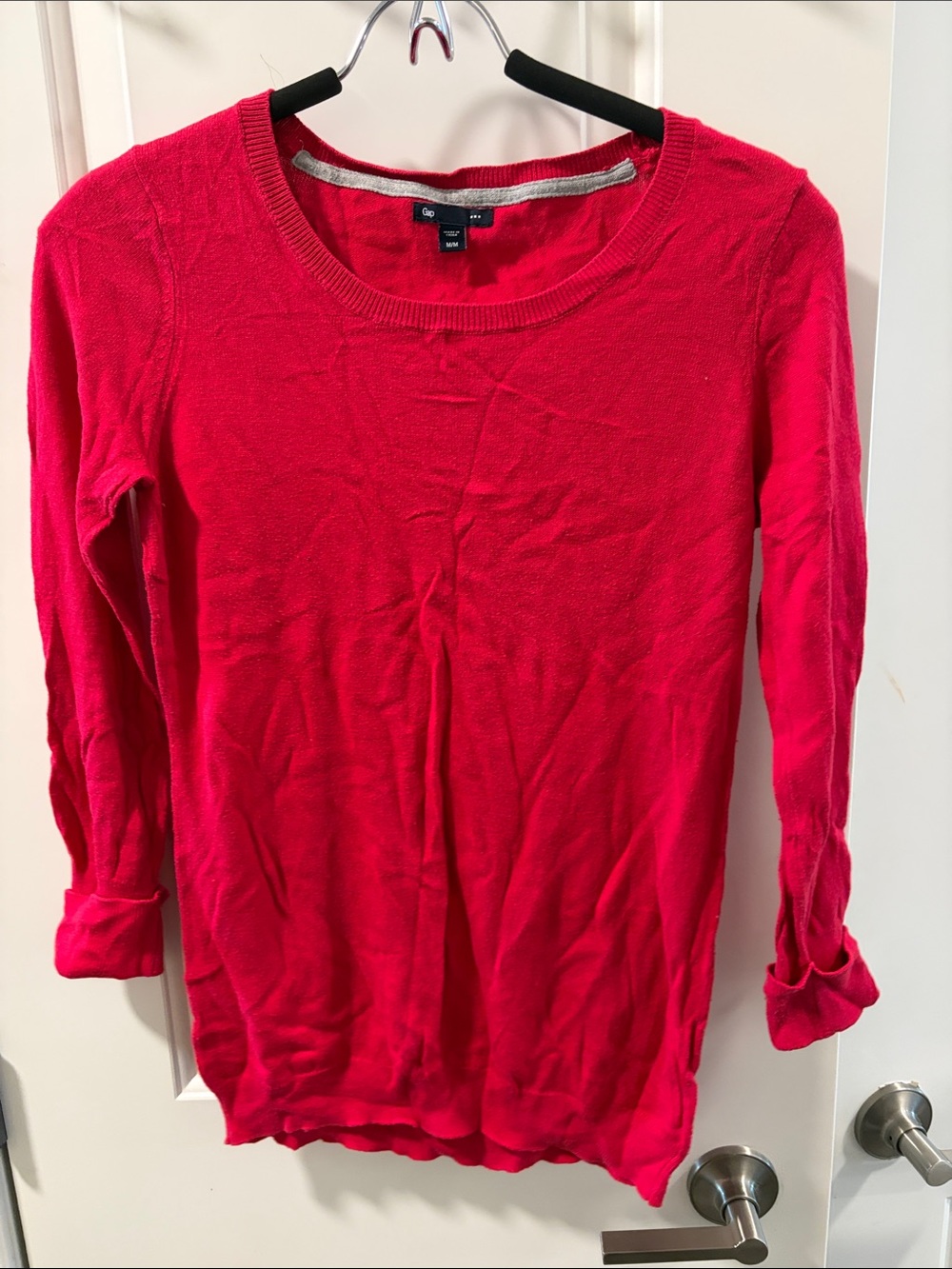GAP Women's Long-Sleeve Crewneck Top - Hot Pink